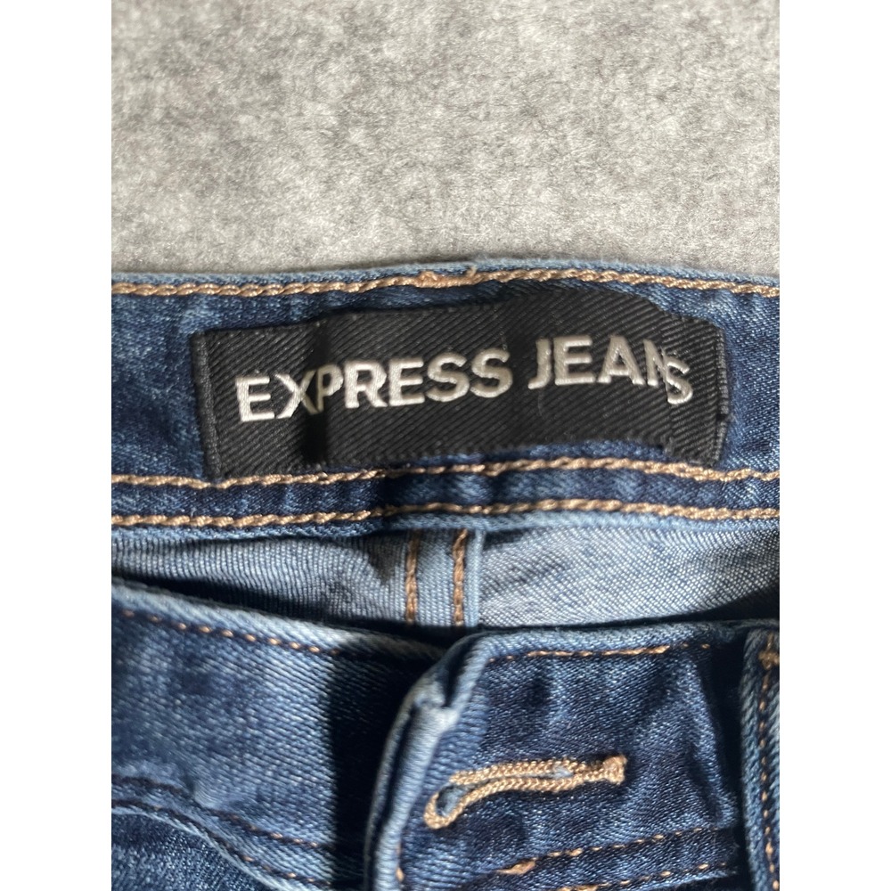 Express Stella Low Rise Cropped Skinny Jeans Blue Distressed Denim Womens 0R - Picture 5 of 14